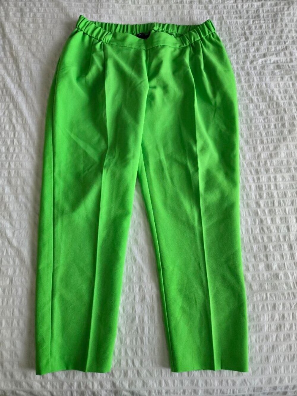 ASOS Design Maternity Neon Green Tapered Pants Size US 6 EU 38 Pull On Pregnancy - Picture 2 of 9